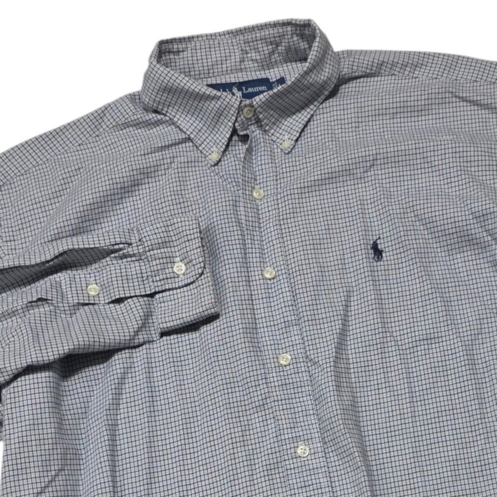 Polo Ralph Lauren Blake Shirt Mens Large Blue Plaid Cotton Long Sleeve Button Up